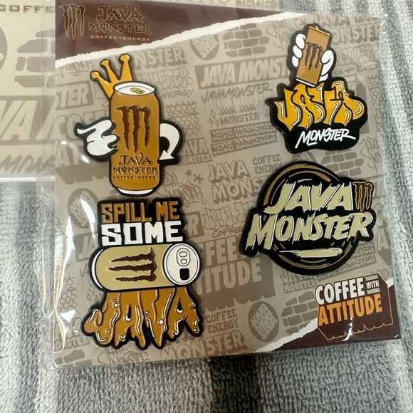 Java Monster Coffee Energy Collector's Pin Set (4-Pack) and Journal New - Picture 4 of 4